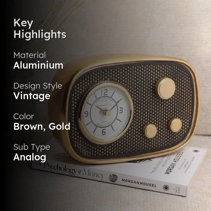 Radio Reggae Aluminum Table Clock - Gold media 2