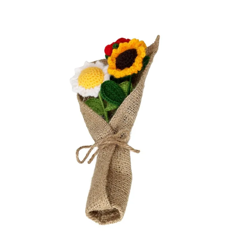 Crochet Handmade Sunflower Shine Bouquet - Set Of Three media 3