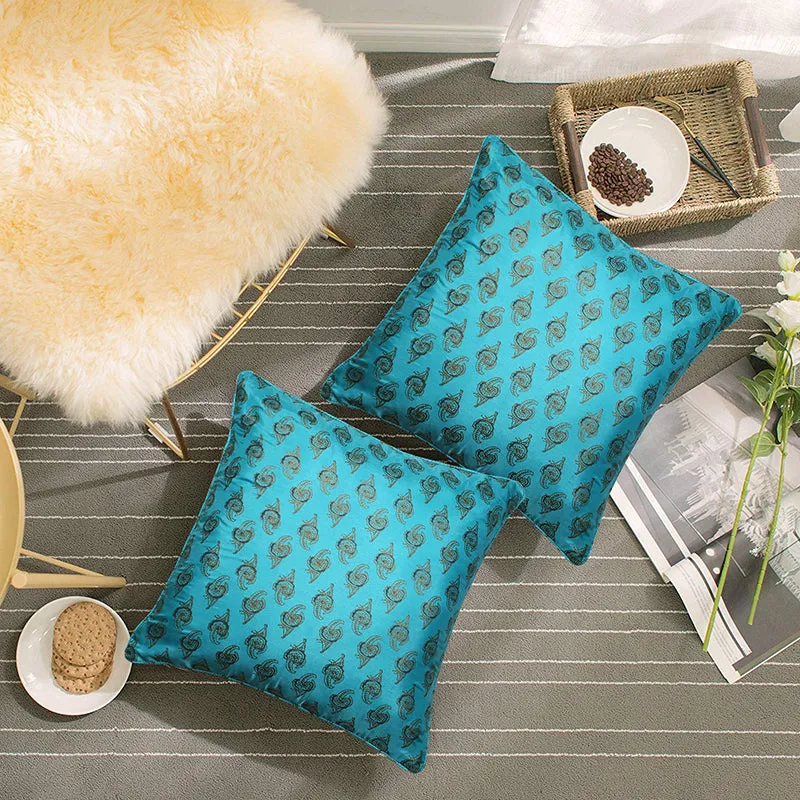 Turquoise Tales Printed Cushion Cover - Set Of Two media 3