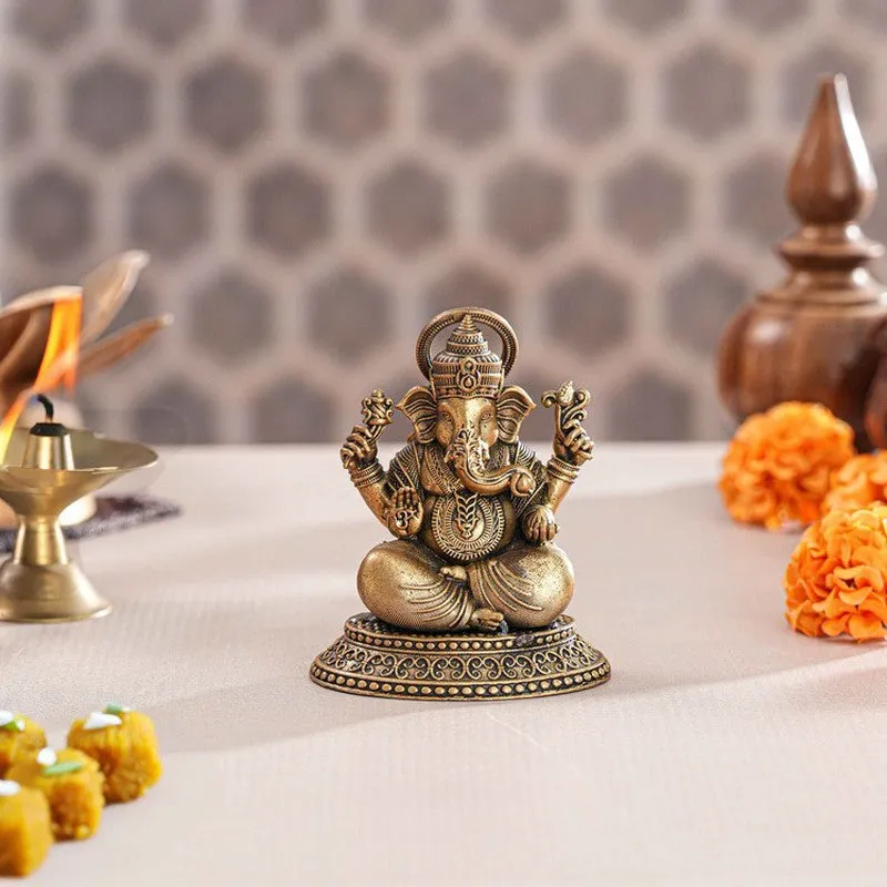 Divyanta Brass Ganapati Sitting Idol media 3