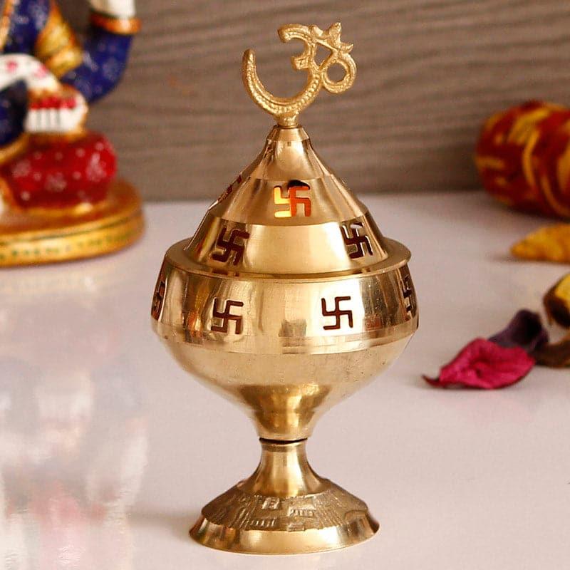 Om Swastik Brass Diya
