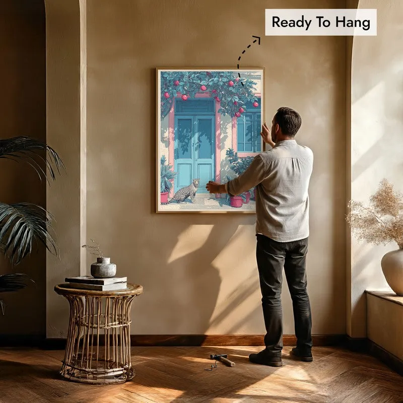Serenique Floral Entrance Illustration Canvas Wall Painting With Brown Frame media 8