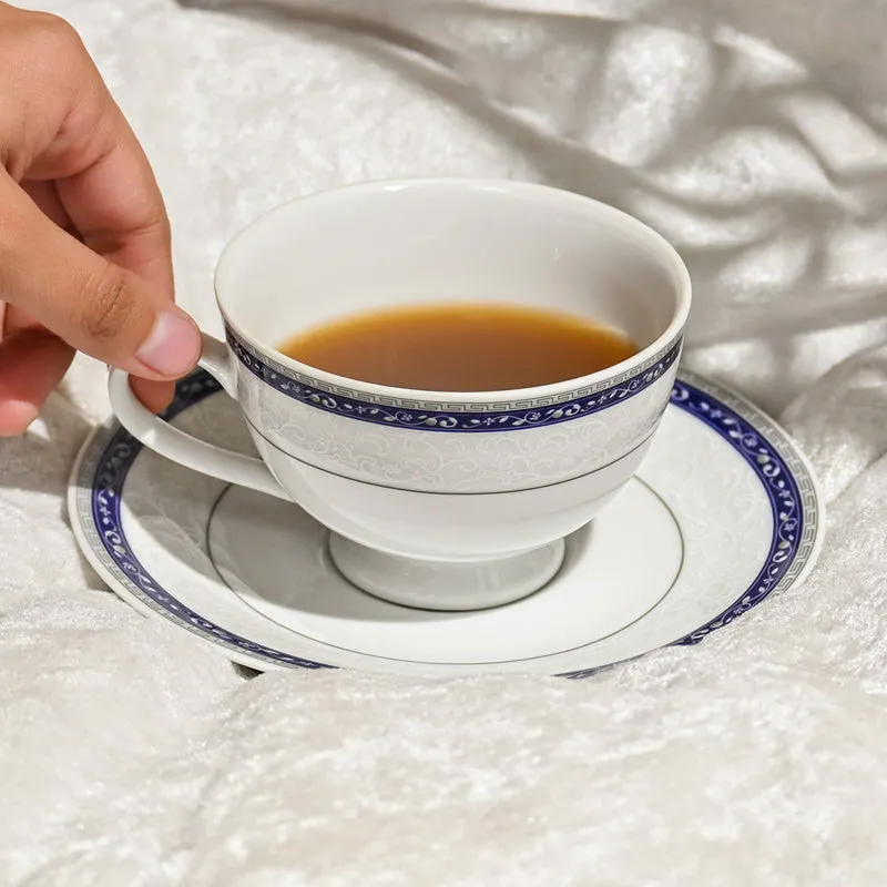 Dinole 24k Gold Brushed Porcelain Tea Cup & Saucer (280 mL Each) - Set of Six media 3