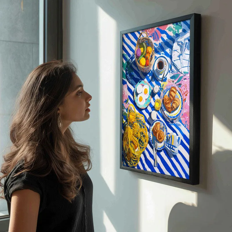 Blue Tableau Canvas Wall Painting - Black Frame media 5