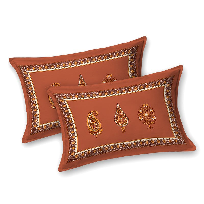 Jaipur Charm Cotton Bedsheet (Rust,Yellow) - 120 TC media 4
