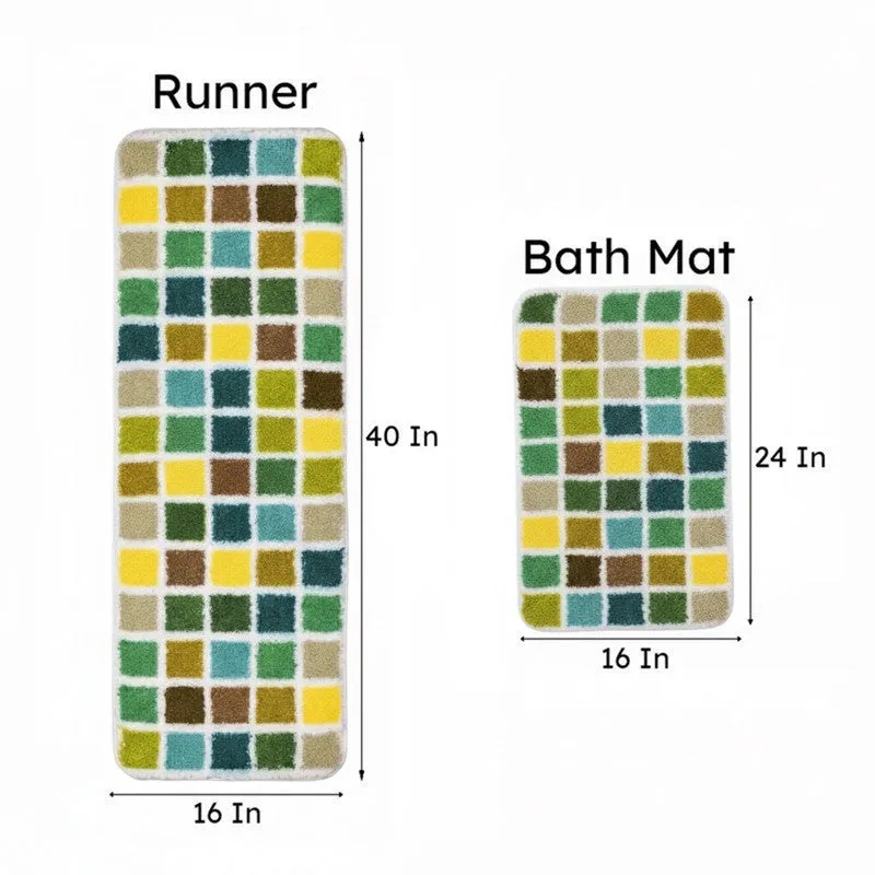 Saral Home Mosaic Anti-Skid Bathmat - Two Piece Set media 7