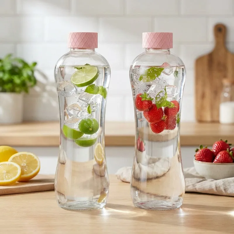 Rioware Quiet Flow Water Bottle (Green, Pink, 1000 mL Each) - Set Of Two media 1