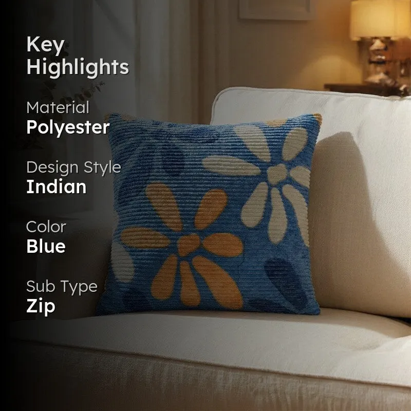 FloralGrace Cushion Cover - Blue, Yellow media 2