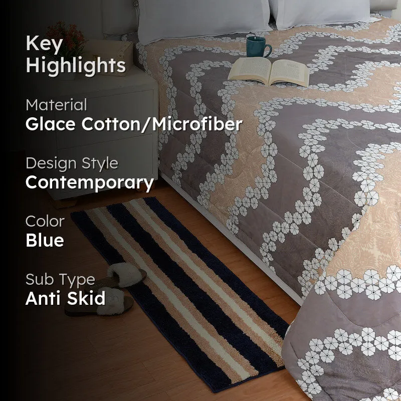 Striata Micro Fiber Runner Rug - Black & Beige media 2