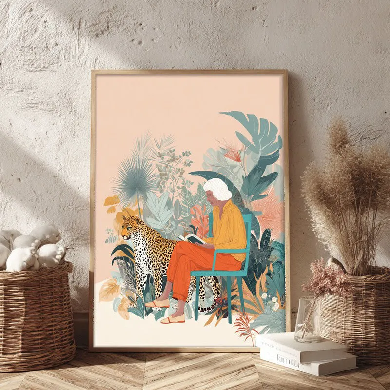 Solitude Safari Canvas Wall Painting - Brown Frame media 3