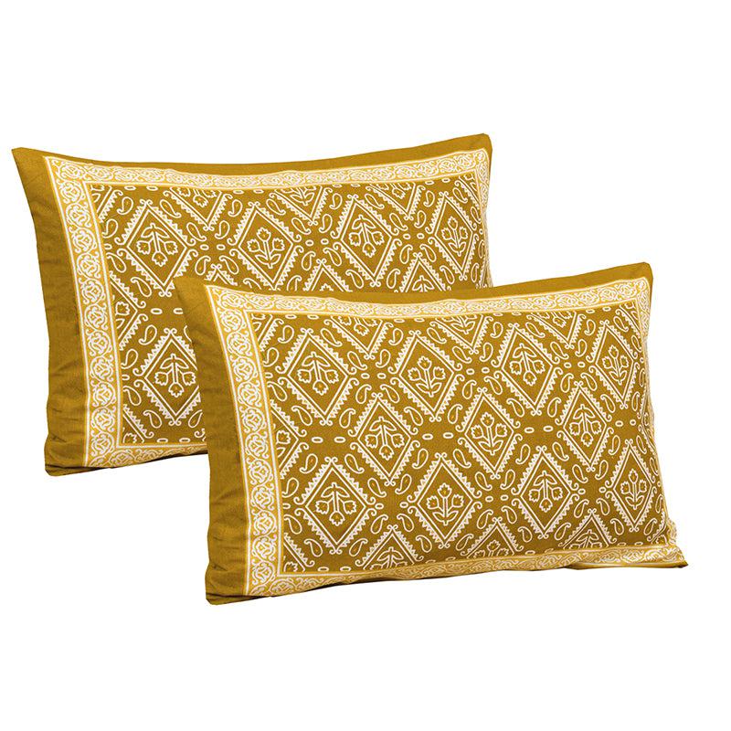 Avighna Ethnic Cotton Bedsheet (Yellow) - 180 TC media 4