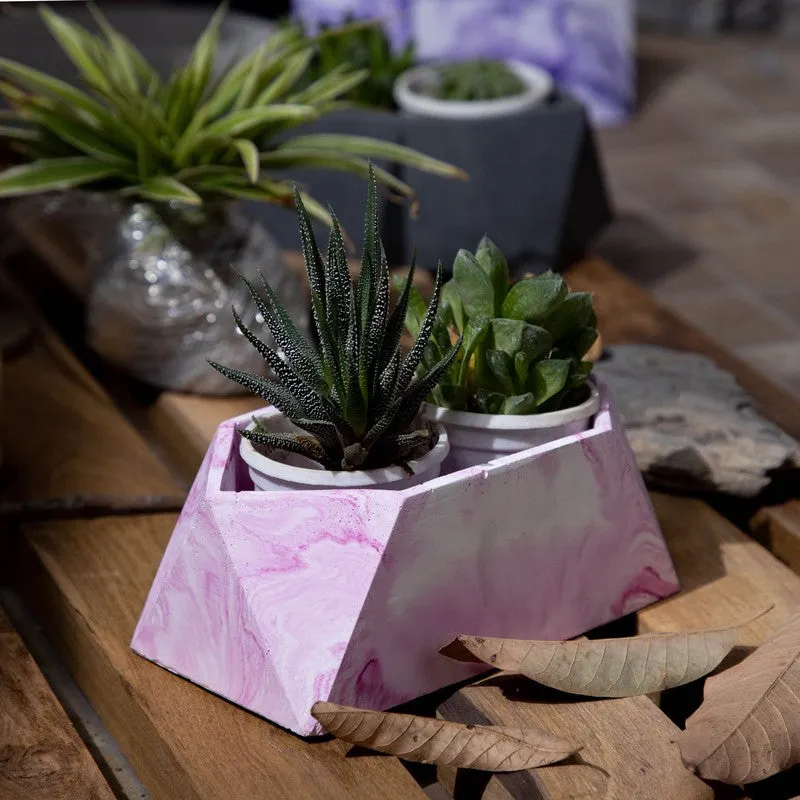 Trapex Concrete Planter - Pink media 2