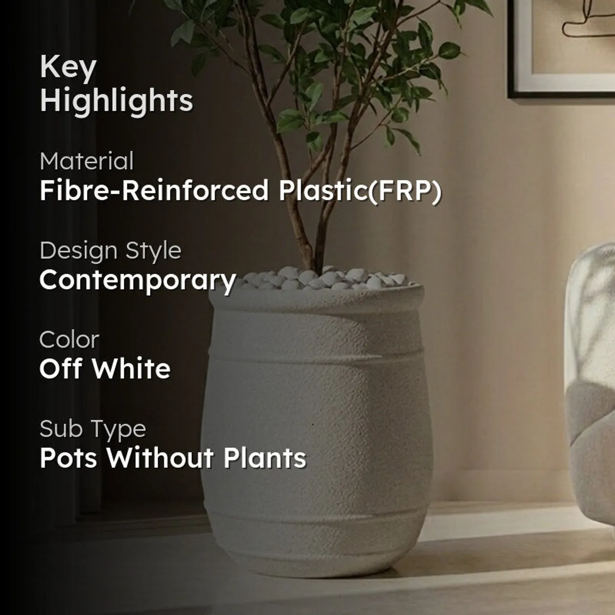 Obsidian Floor Planter - Off White - 2