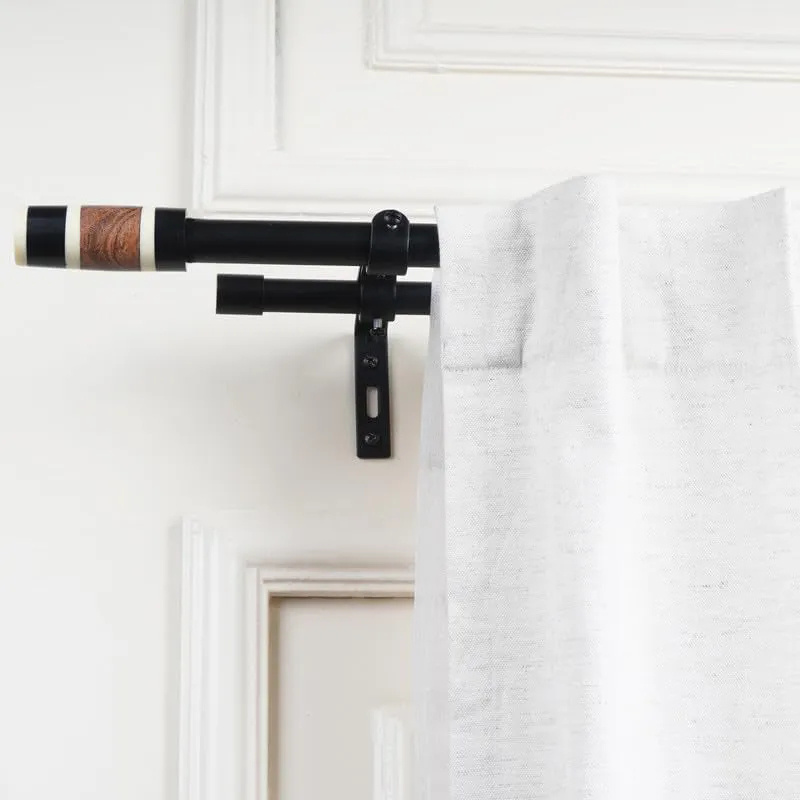 Arbora Duo Extendable 1" Double Curtain Rods With Round Finial & Brackets media 1