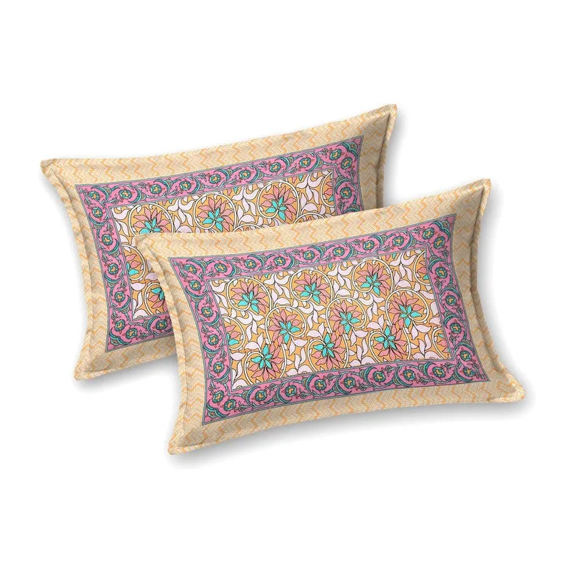 Rangva Cotton Bedsheet (Peach,Blue) - 240 TC media 4