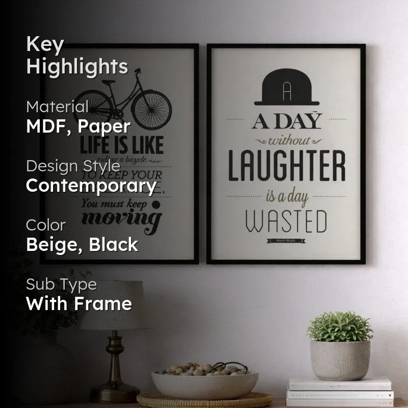 Mono Muse Paper Wall Painting With MDF Frame - Set Of Two media 2
