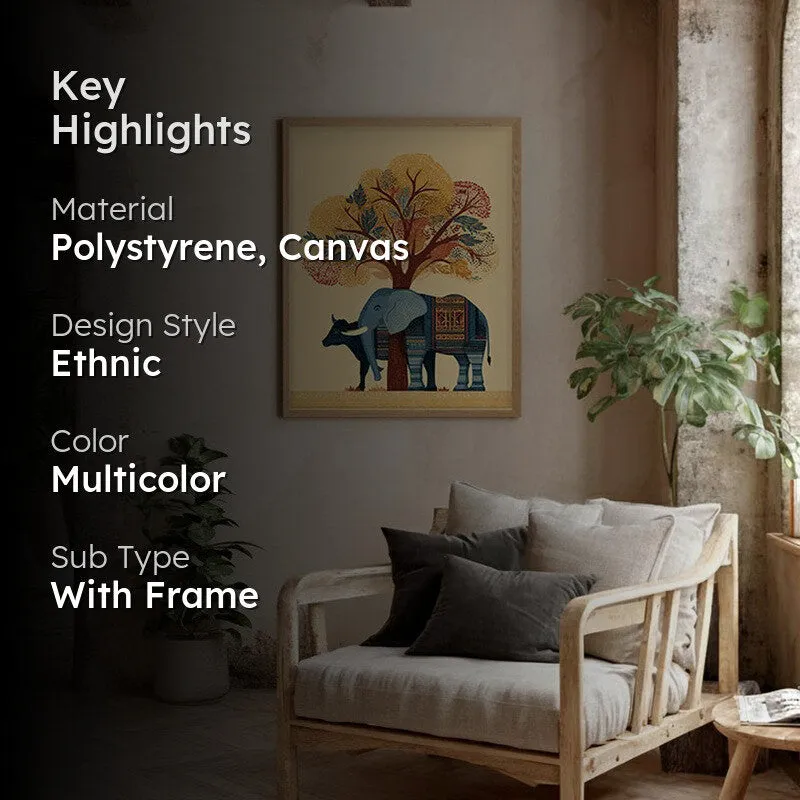 Gajraj Canvas Wall Painting With Brown Frame media 2
