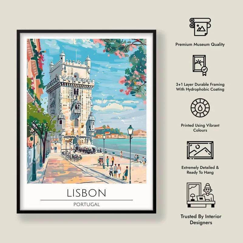 Vintage Lisbon Framed Canvas Wall Painting media 8