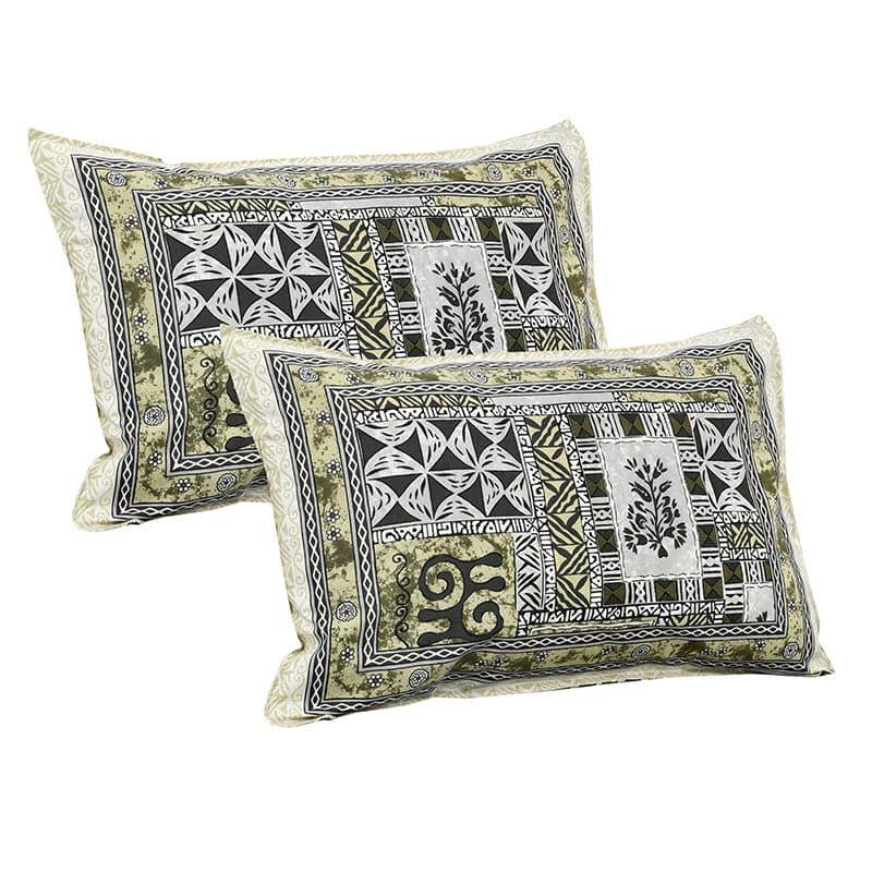 Tvisha Tribal Applique Print Cotton Bedsheet (Green,Grey) - 180 TC media 6