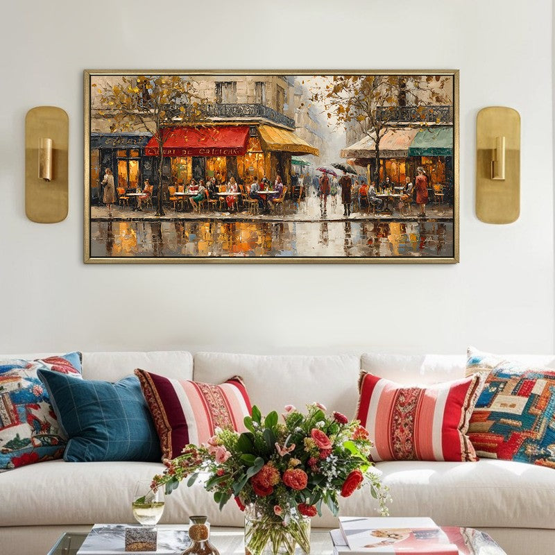 Wet Pavement Canvas Wall Painting With Frame