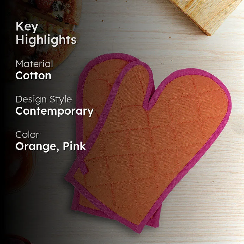 Swayam Teplo Kitchen Gloves (Orange & Pink) - Set Of Two media 2