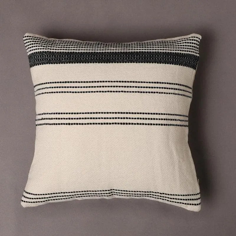 Linear Beige Cotton Cushion Cover media 4