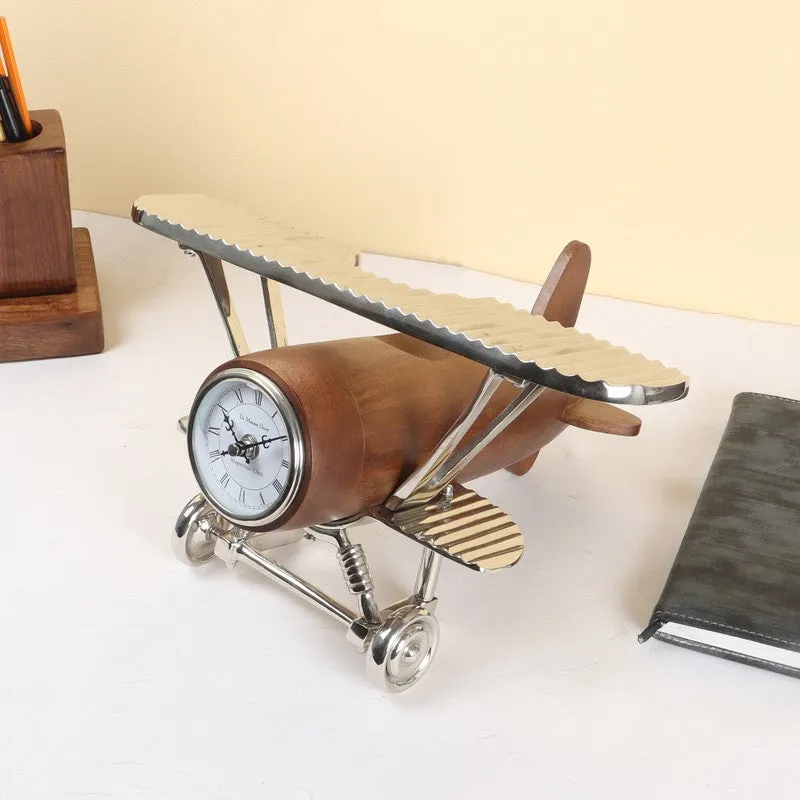 Vintage Airplane Table Clock Silver media 4