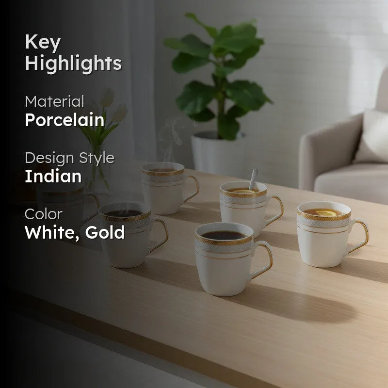 Gloriously Porcelain Coffee Mug (350 mL Each) - Set of Six media 2