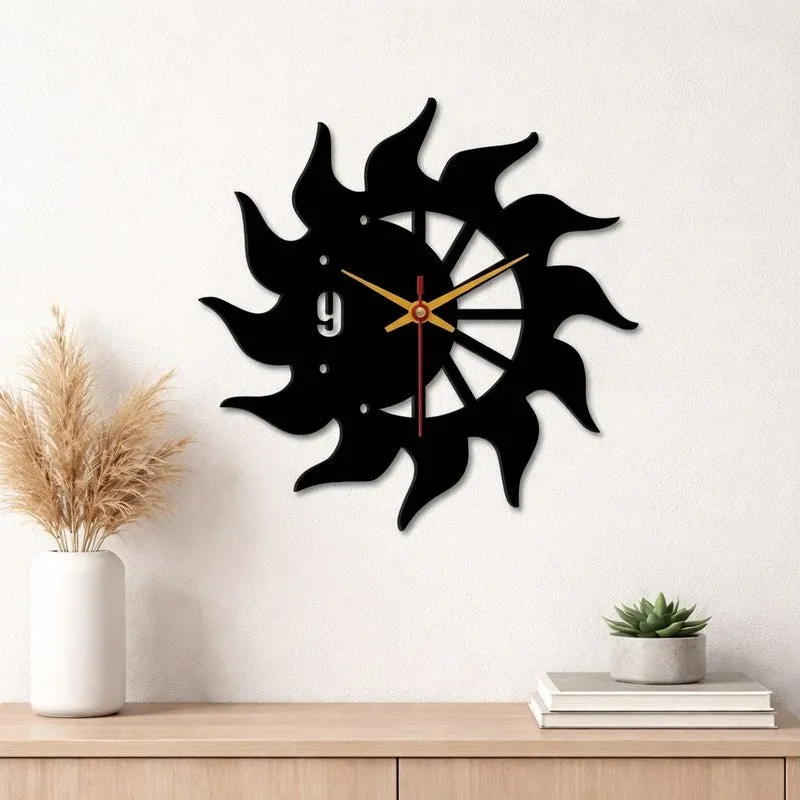 Sunray Glow Wooden Wall Clock media 1