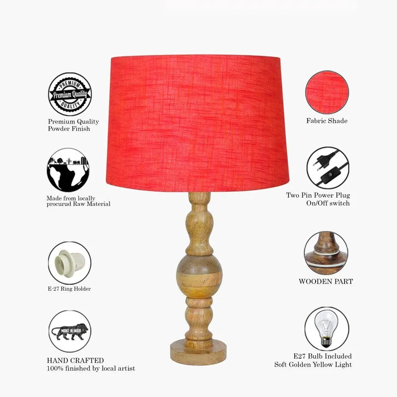 LumiForm Adjus Wooden Table Lamp - Red,Brown media 6