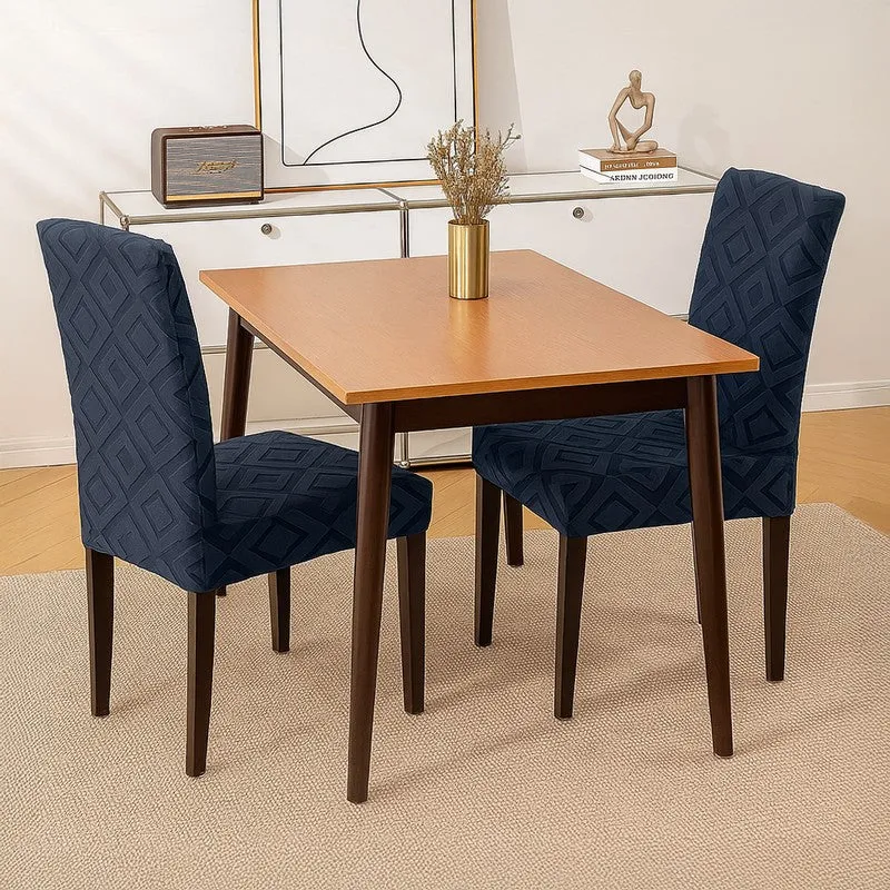 Diamante Jacquard Chair Cover (Navy Blue) - Set Of Two media 1