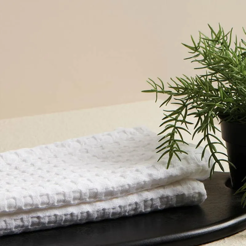 Alyssa Waffle Hand Towel (White) - Set Of Two media 4