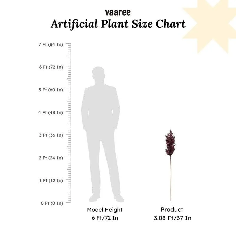 Pampera Artificial Pampas Without Vase (Maroon) - 3 Feet media 8