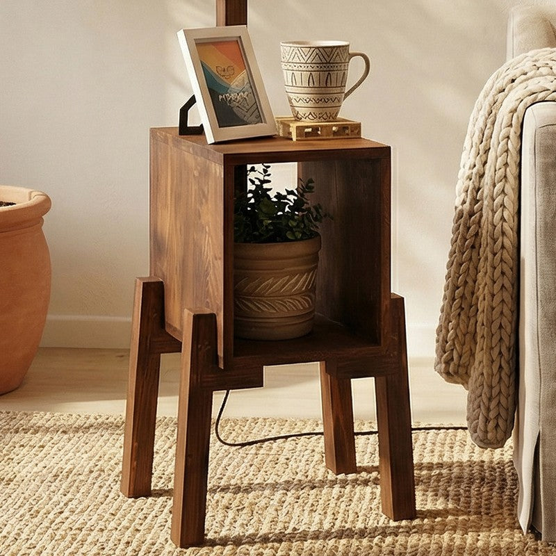Dreyfus Wooden Floor Lamp With Shelf media 5