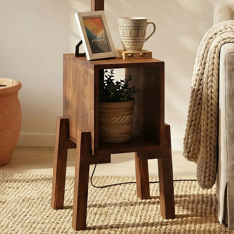 Dreyfus Wooden Floor Lamp With Shelf media 5