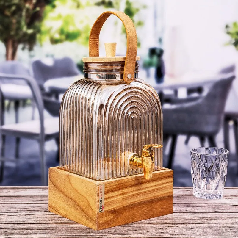 Glass Drink Dispenser with Wooden Stand (3000 Ml) - Two Piece Set media 4