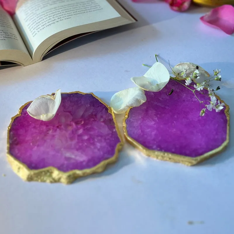 Celeste Handcrafted Crystal Agate Coaster (Pink) - Set Of Two media 3