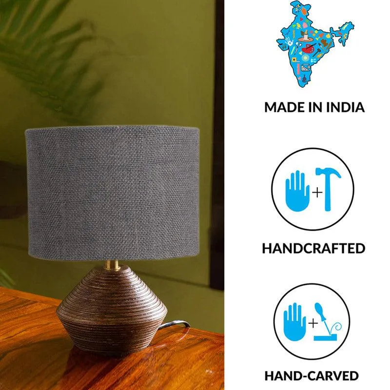 Yami Wooden Table Lamp With Jute Shade - Brown,Grey media 4