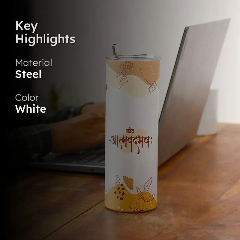 Doodle Motivation Steel Tumbler With Lid & Straw - 490 mL media 2