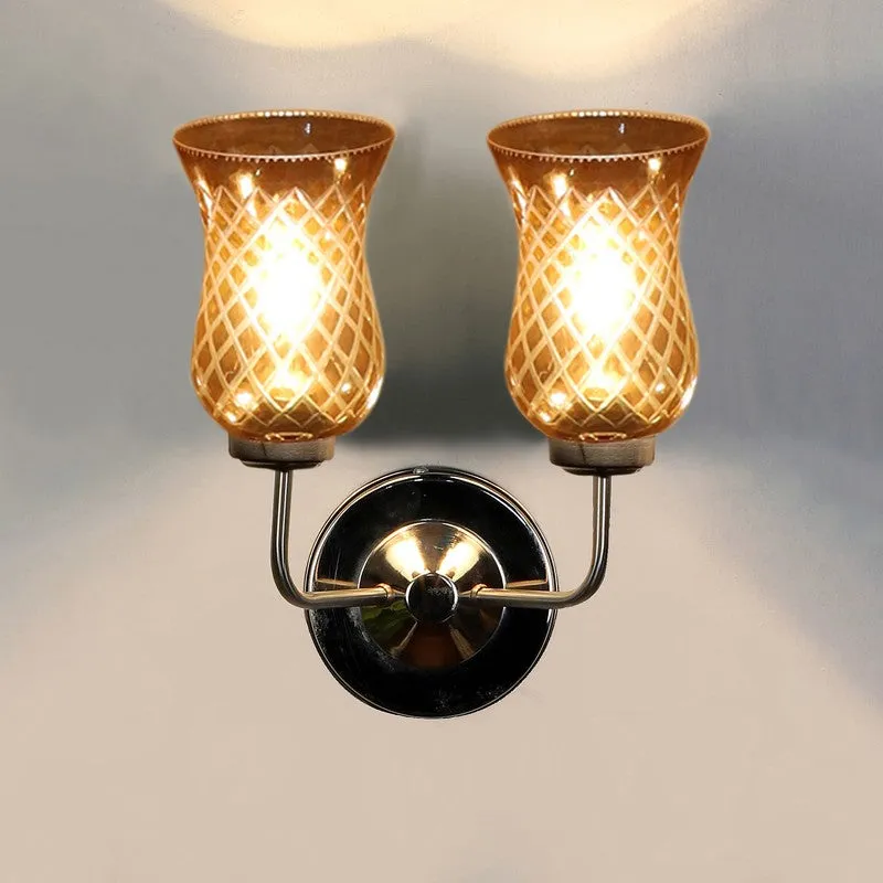 Honey Glow Silver Base Decorative Glass Wall Lamp media 7