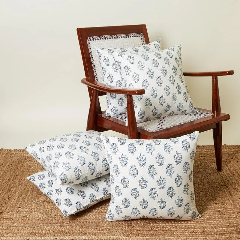 Sanganeri Charm Cushion Cover (Blue) - Set Of Five media 2