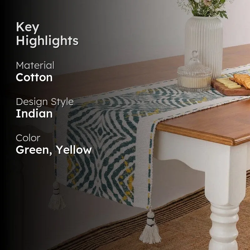 Pyraza Handwoven Tasseled Cotton Table Runner media 2