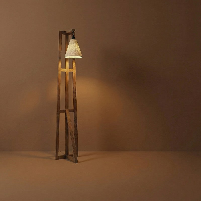 GentleGlow Wooden Floor Lamp - Brown media 7
