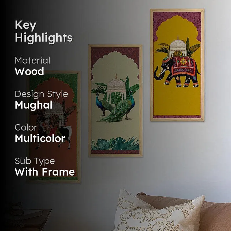 Varnamriga Mughal Wall Art With Frame (Yellow) - Set Of Three media 2