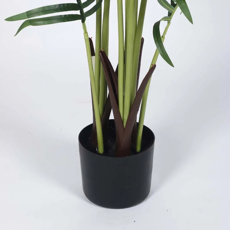 Faux Lush Dypsis Areca Plam Plant With Black Plastic Pot -5 Feet media 5