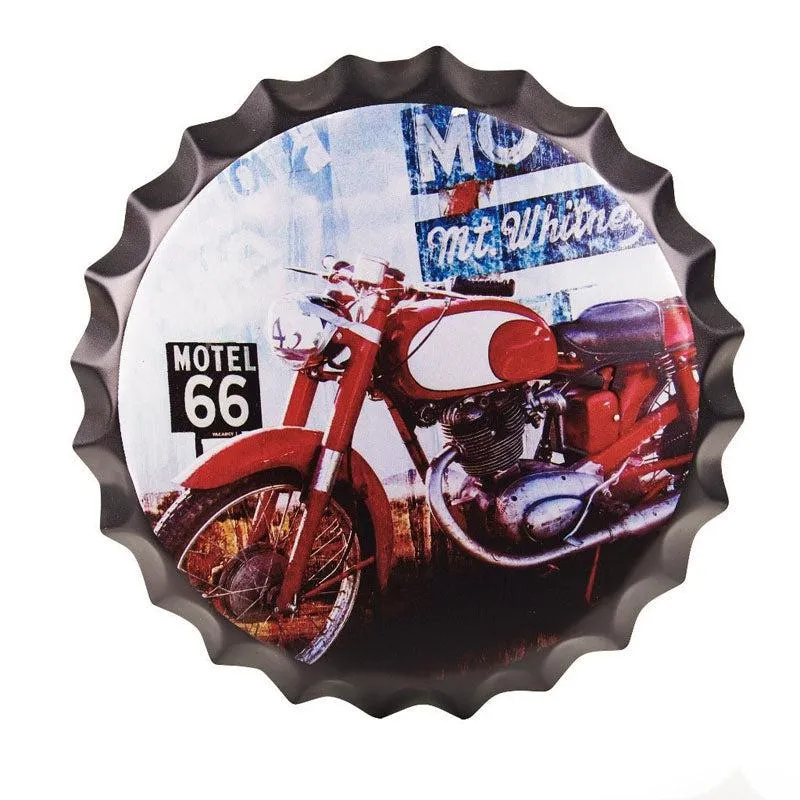 Route66 Red Bottle Cap Metal Wall Accent media 3