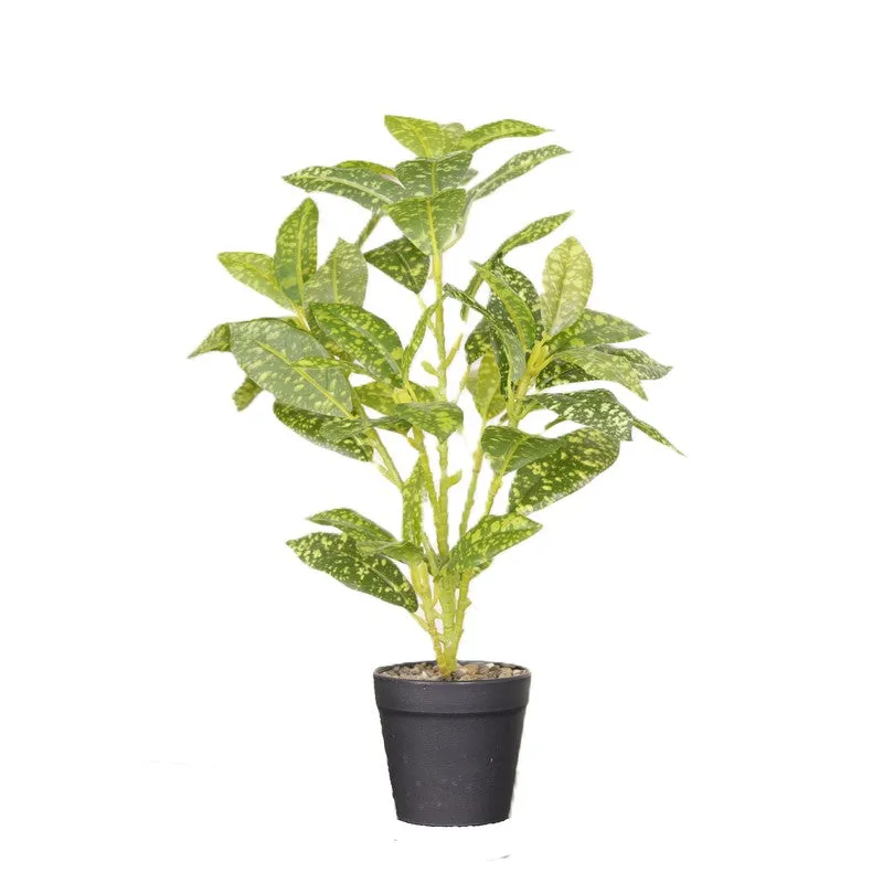 Artificial Croton Leaf Plant With Black Fiber Pot (Yellow) - 1.3 Feet media 4