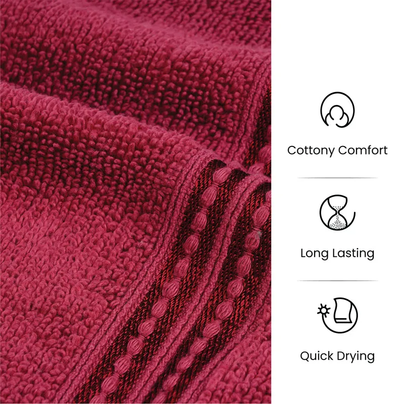 Micro Cotton LuxeDry Solid Hand Towel (Red) - Set Of Two media 10