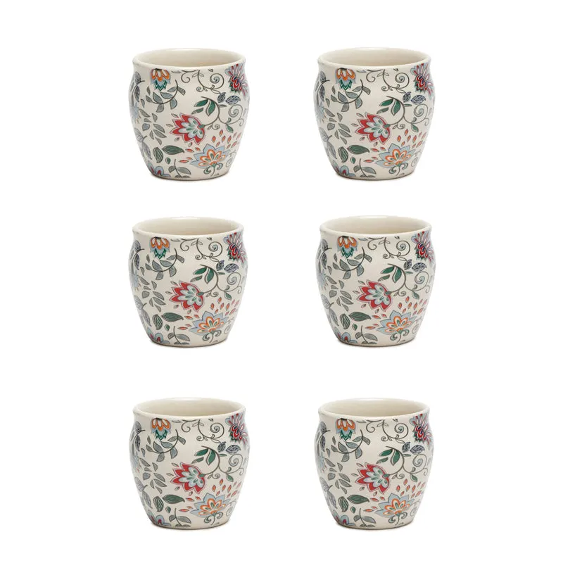 Botanical Handcrafted Ceramic Kulhad (220 mL) - Set Of Six media 3
