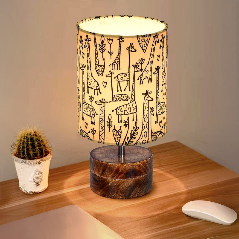 CelestiGlow Chic Wooden Table Lamp - Beige,Brown